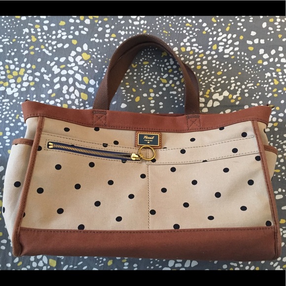 Fossil Handbags - Fossil Polkadot Canvas Satchel